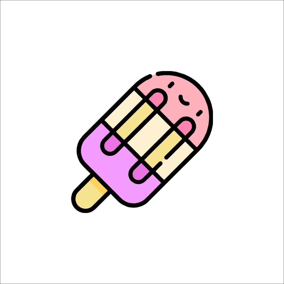 A colorful ice cream stick with a smiley face on it vector
