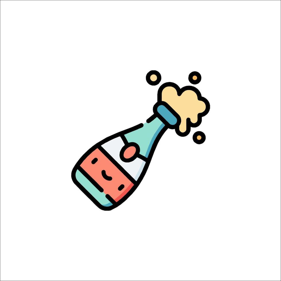 A bottle of champagne with bubbles and bubbles vector