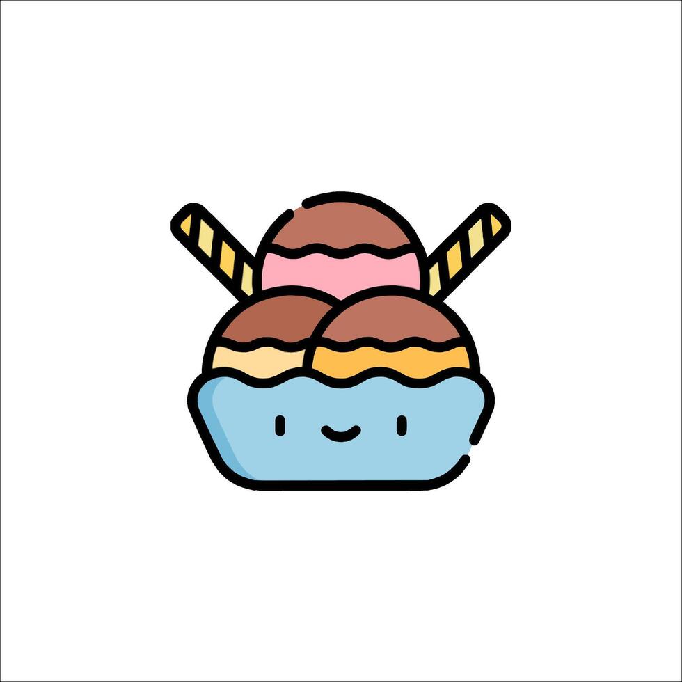A cartoon ice cream cone with two ice cream cones vector