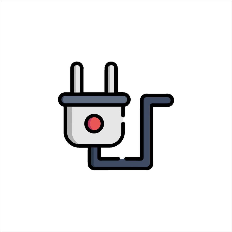A plug icon with a red dot on it vector