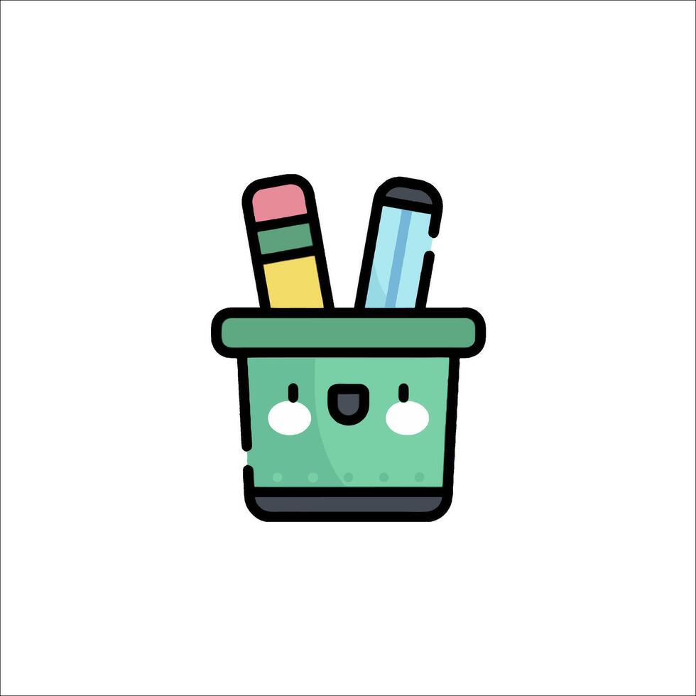 A green bucket with two pencils in it vector