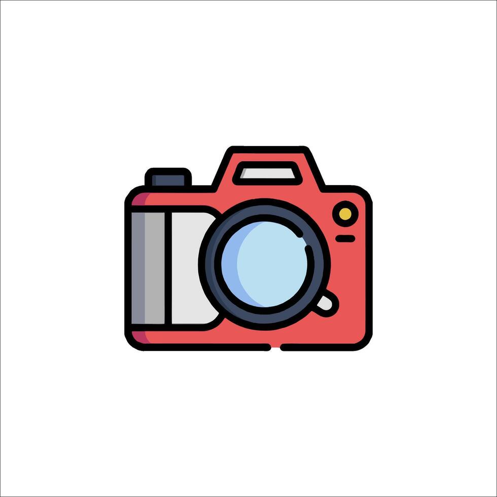 A red camera icon on a white background vector
