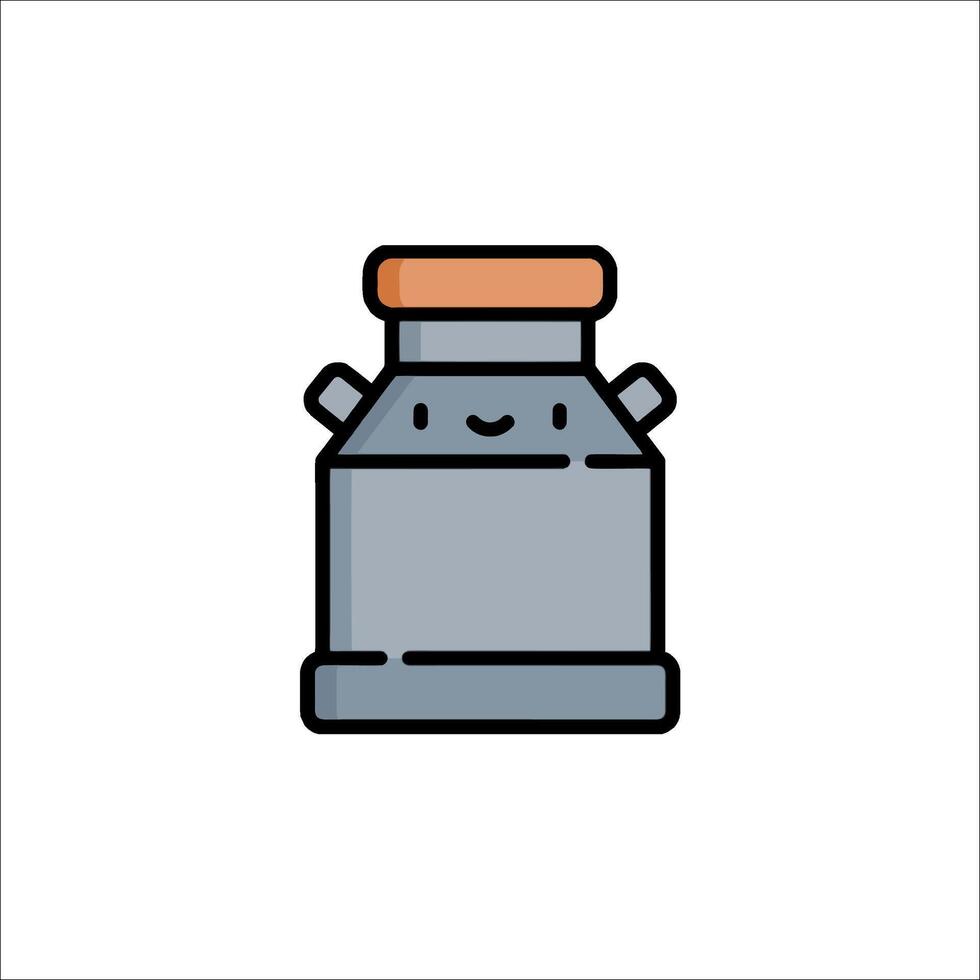 A milk can icon with a smiley face vector