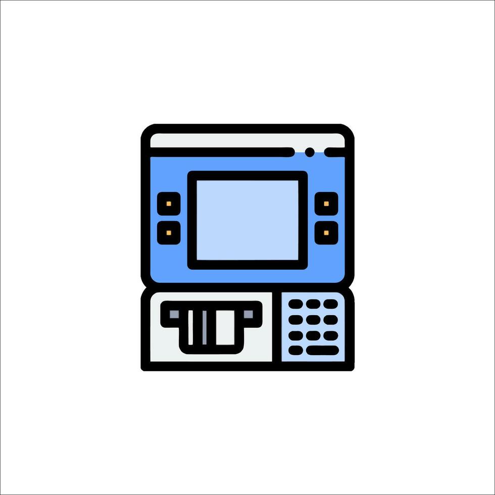 A computer with a monitor and keyboard icon vector