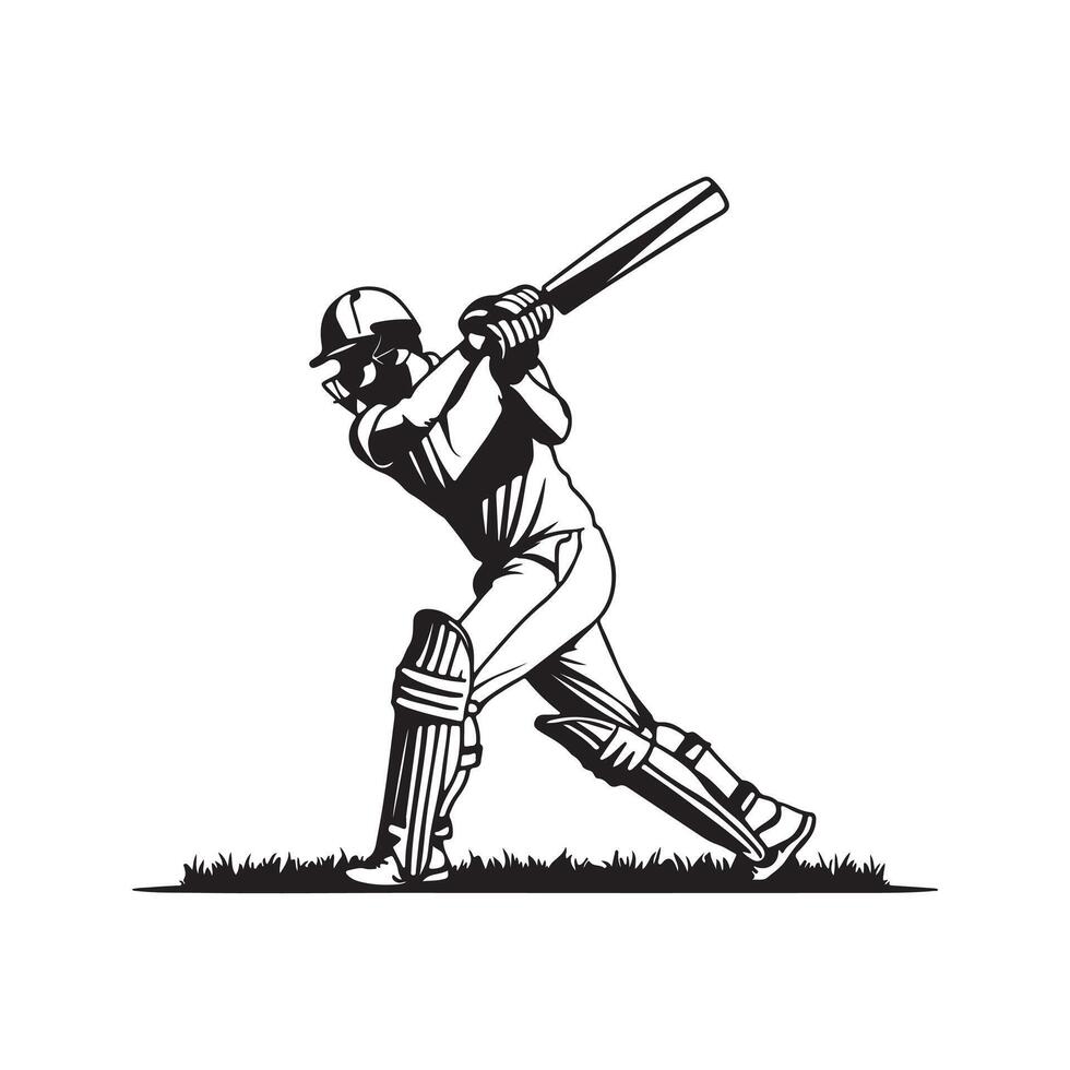 Cricket players in action cricket silhouette vector