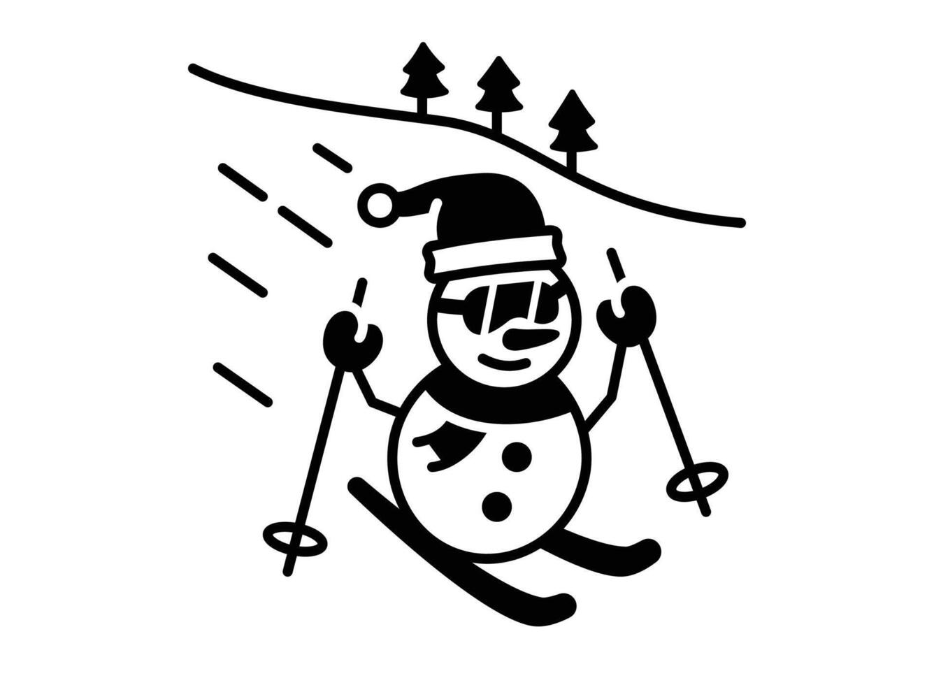 Snowman Skiing Illustration vector