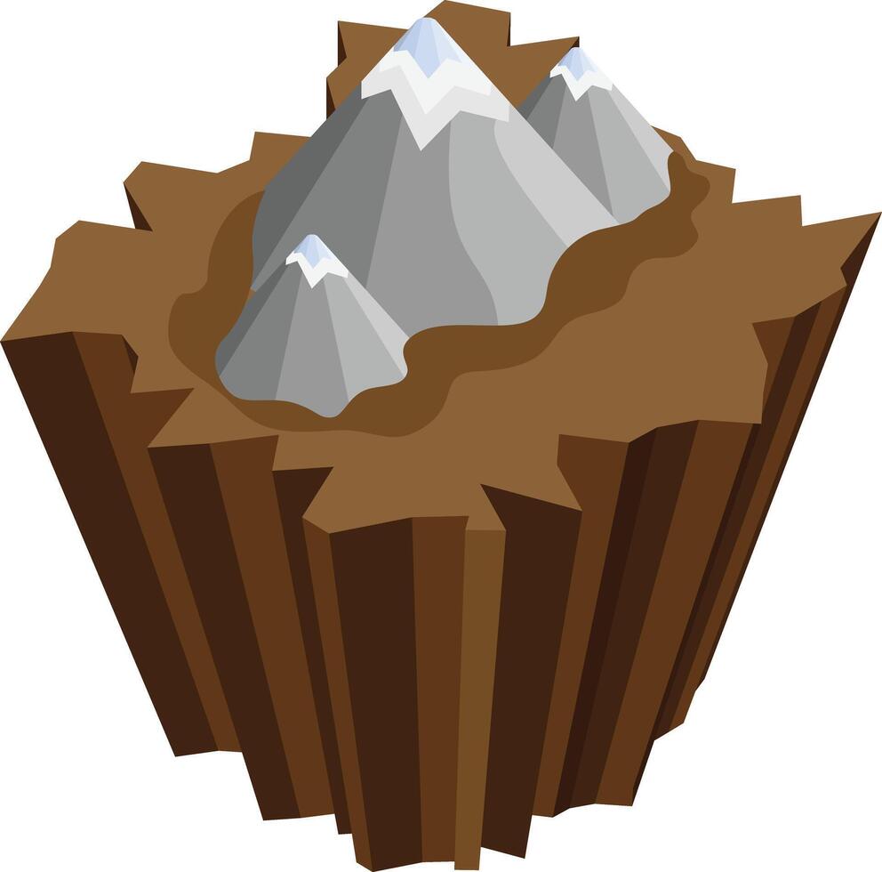 3D Mountain Peaks on Layered Terrain Illustration vector