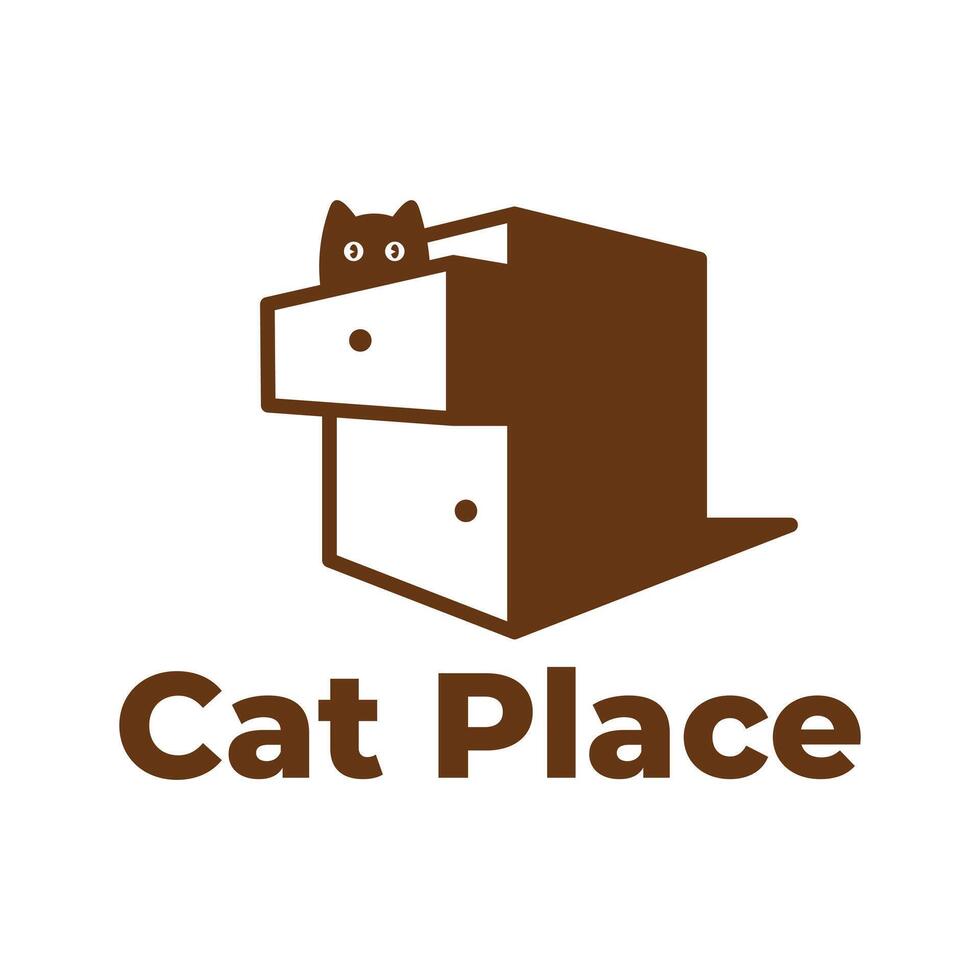 cat cattery flat minimalist logo design vector