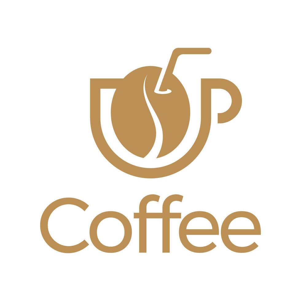 coffee beverage flat minimalist logo design vector