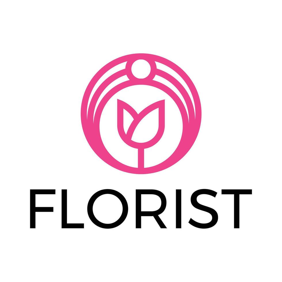 florist flat minimalist logo design vector