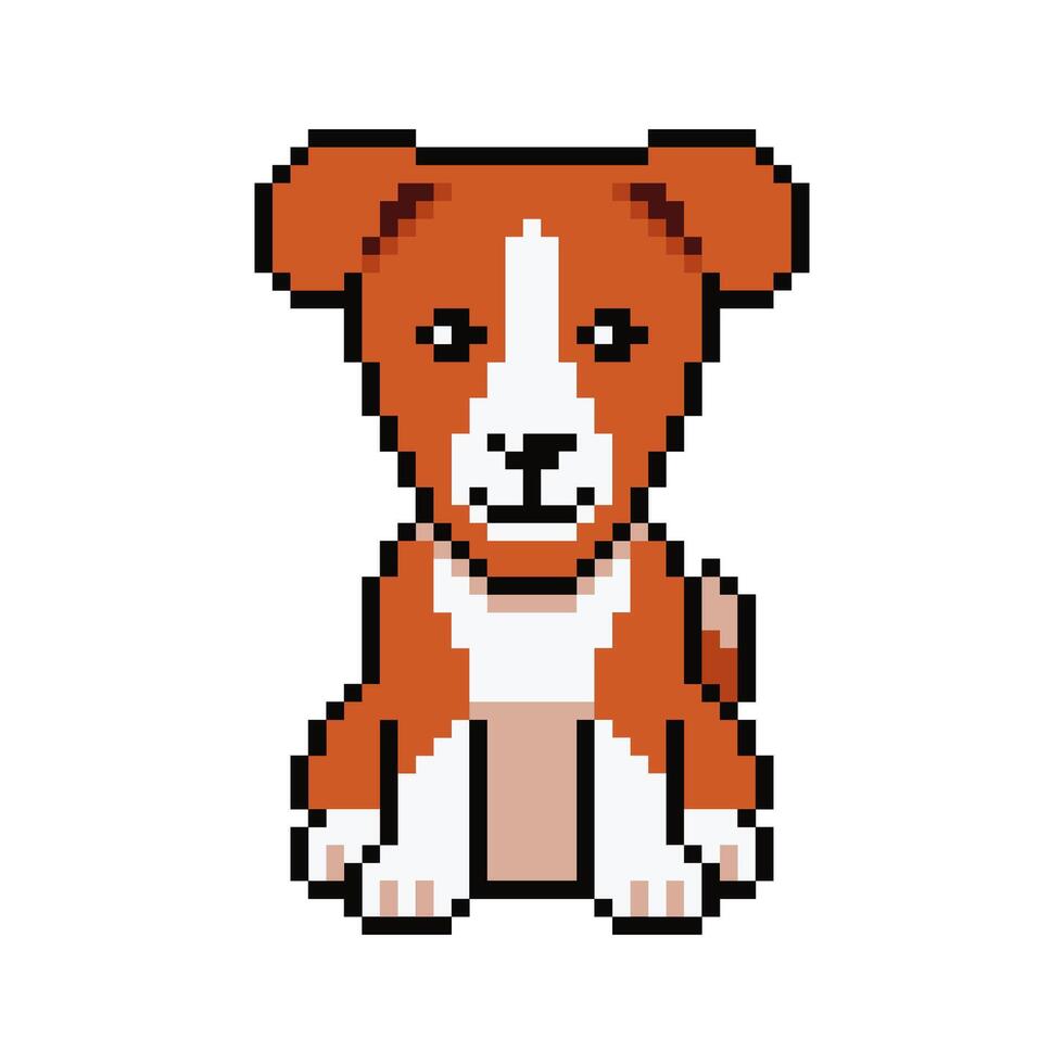 Pixel art cute basenji dog in retro style vector