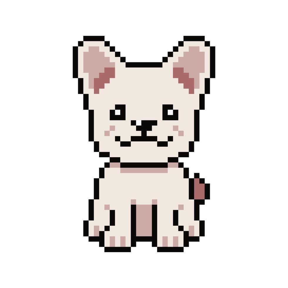 Pixel art cute french bulldog in retro style vector