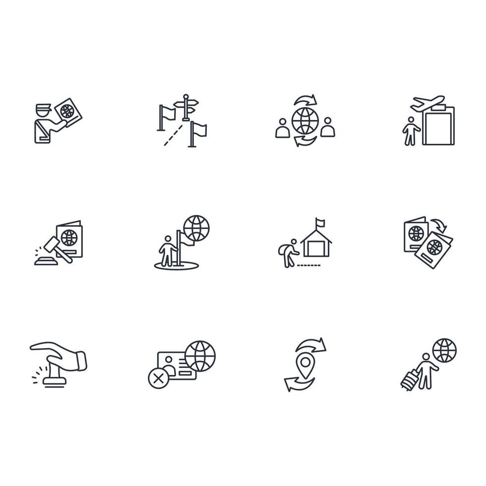 migration icon set..Editable stroke.linear style sign for use web design,logo.Symbol illustration. vector