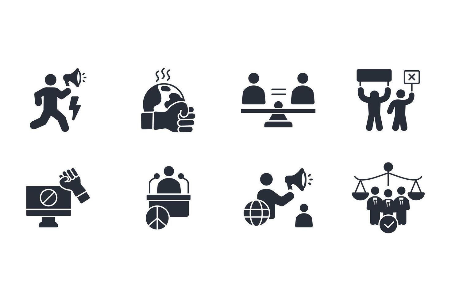 activism protest icon set..Editable stroke.linear style sign for use web design,logo.Symbol illustration. vector