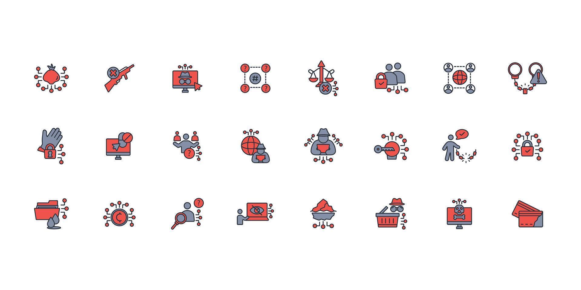 Dark web icon set..Editable stroke.linear style sign for use web design,logo.Symbol illustration. vector