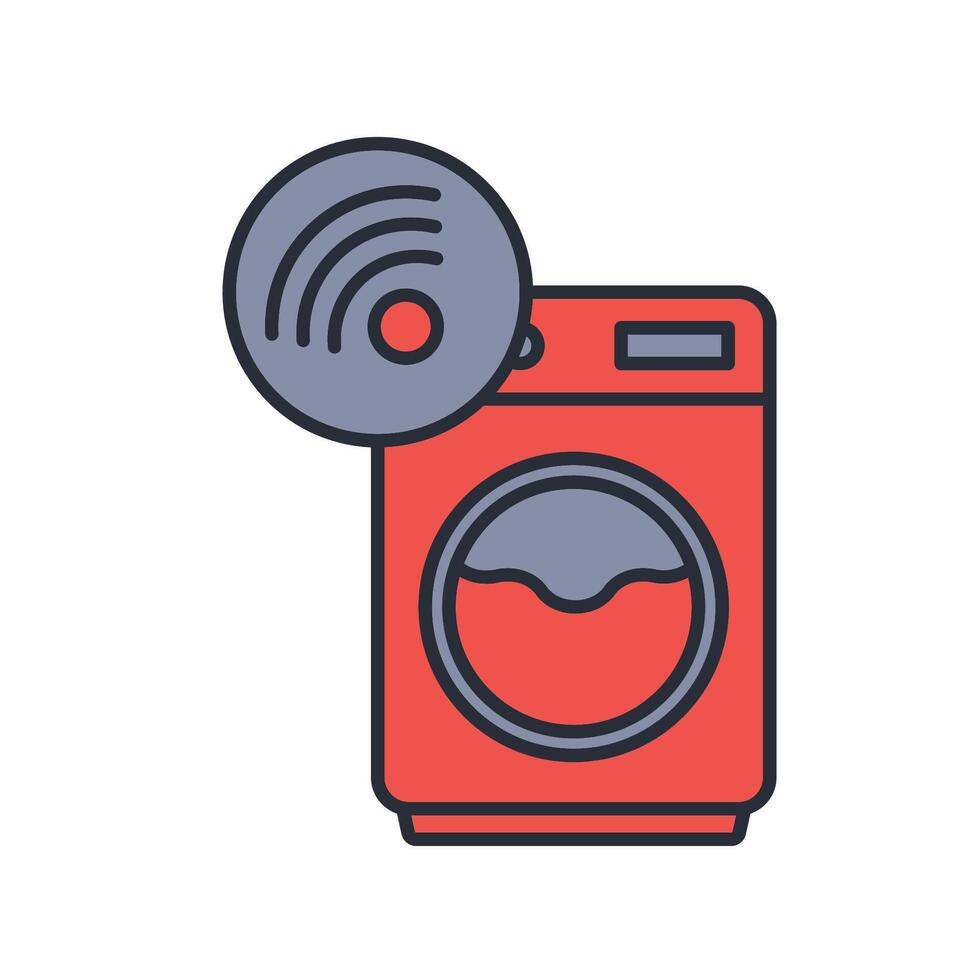smart washer icon. .Editable stroke.linear style sign for use web design,logo.Symbol illustration. vector