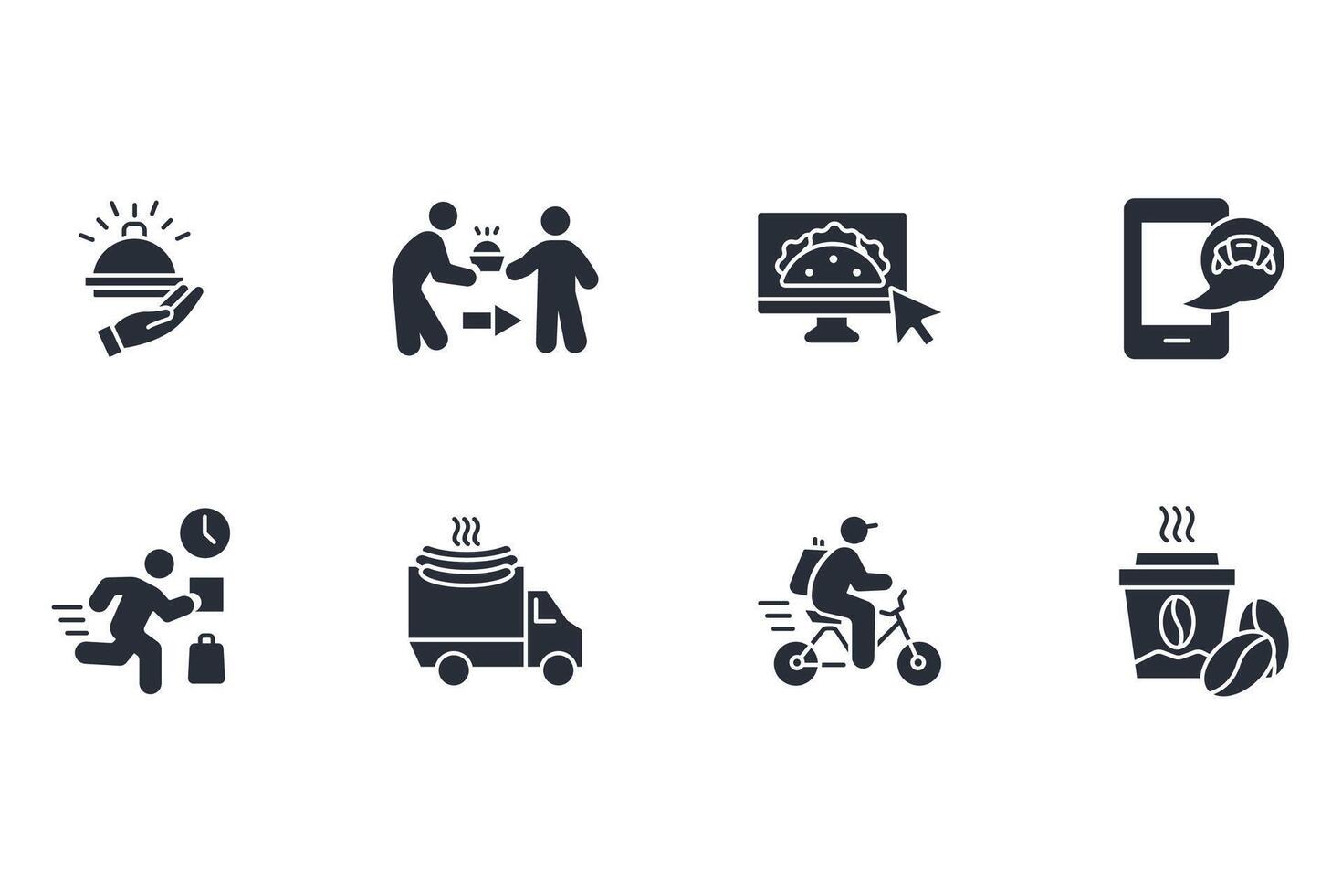 Food delivery icon set..Editable stroke.linear style sign for use web design,logo.Symbol illustration. vector