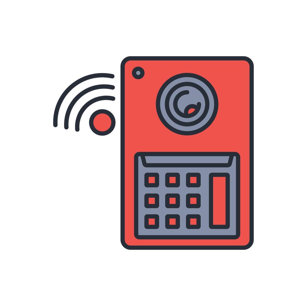 doorbell camera icon. .Editable stroke.linear style sign for use web design,logo.Symbol illustration. vector