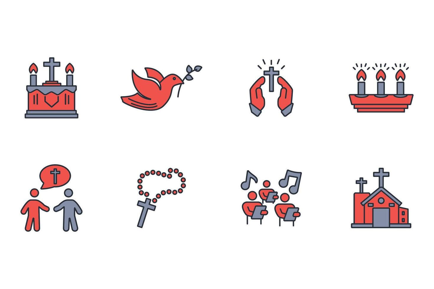 Christianity icon set..Editable stroke.linear style sign for use web design,logo.Symbol illustration. vector