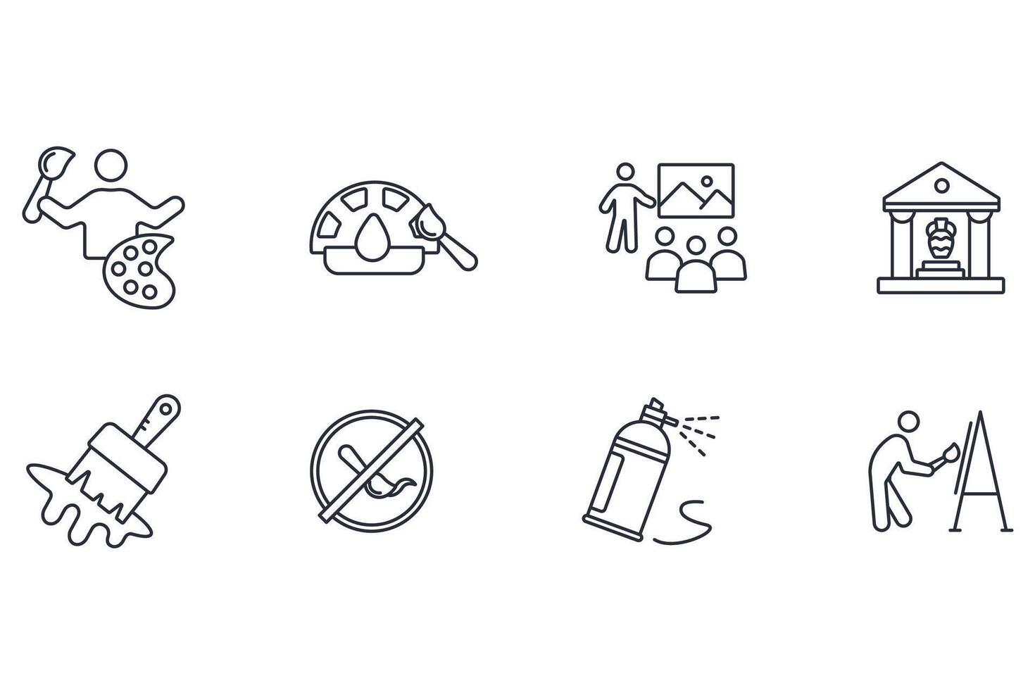 Painting icon set..Editable stroke.linear style sign for use web design,logo.Symbol illustration. vector