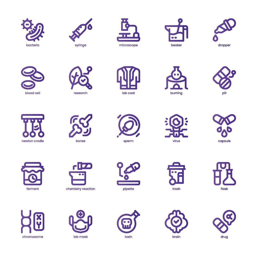 Microbiology icon pack for your website, mobile, presentation, and logo design. Microbiology icon basic line gradient design. graphics illustration and editable stroke. vector