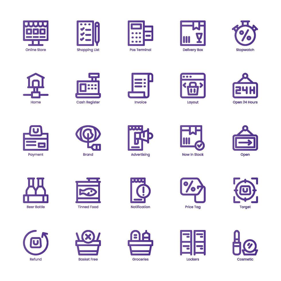 Techy Shopping icon pack for your website, mobile, presentation, and logo design. Techy Shopping icon basic line gradient design. graphics illustration and editable stroke. vector