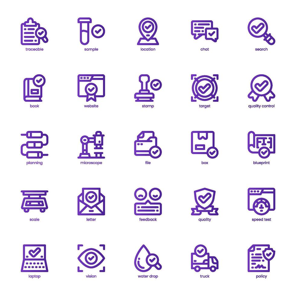 Quality Control icon pack for your website, mobile, presentation, and logo design. Quality Control icon basic line gradient design. graphics illustration and editable stroke. vector