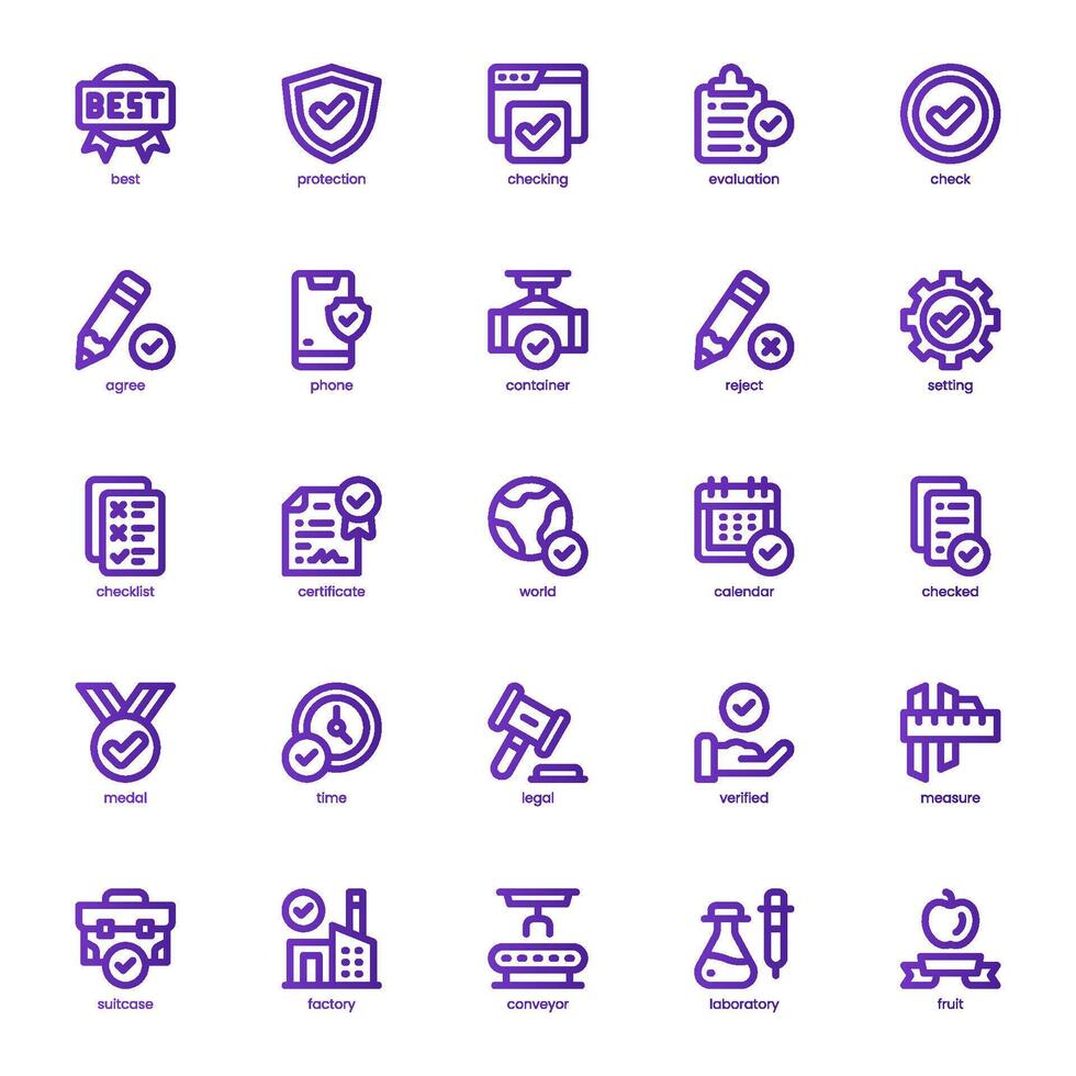 Quality Control icon pack for your website, mobile, presentation, and logo design. Quality Control icon basic line gradient design. graphics illustration and editable stroke. vector