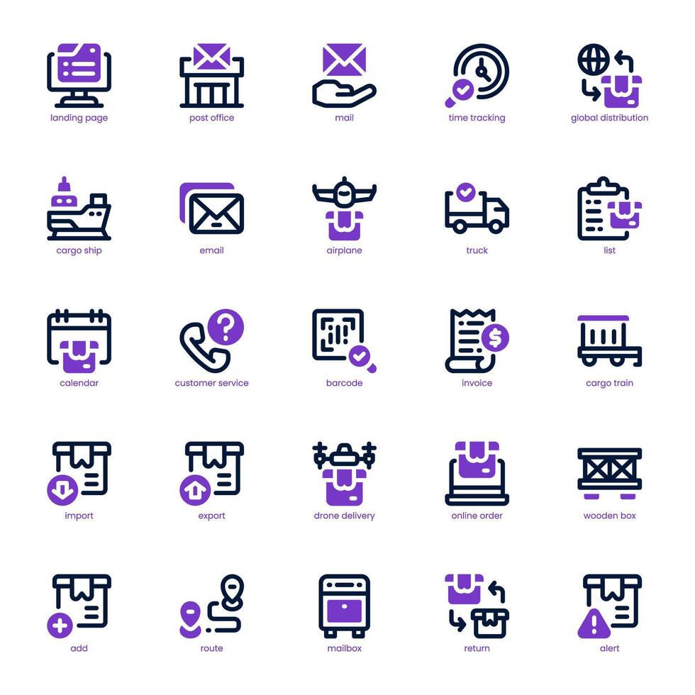 Delivery Service icon pack for your website, mobile, presentation, and logo design. Delivery Service icon dual tone design. graphics illustration and editable stroke. vector