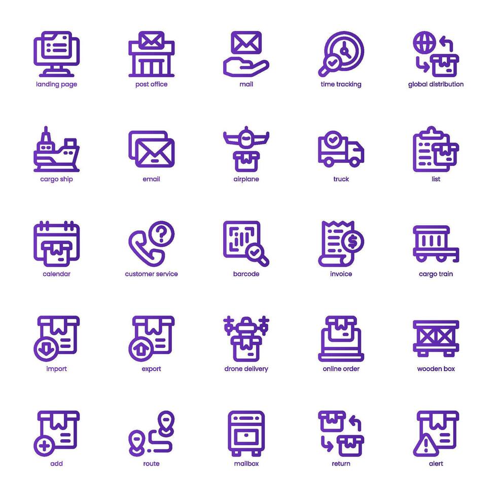 Delivery Service icon pack for your website, mobile, presentation, and logo design. Delivery Service icon basic line gradient design. graphics illustration and editable stroke. vector