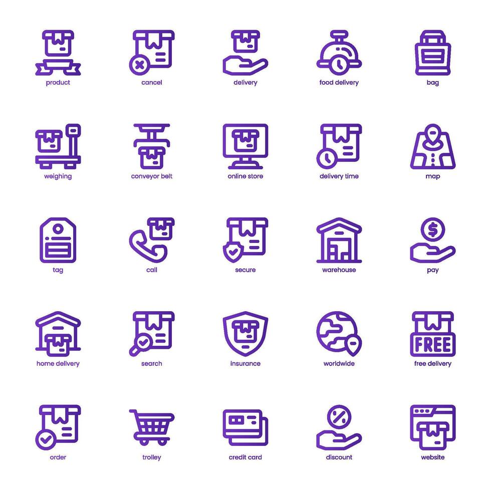 Delivery Service icon pack for your website, mobile, presentation, and logo design. Delivery Service icon basic line gradient design. graphics illustration and editable stroke. vector