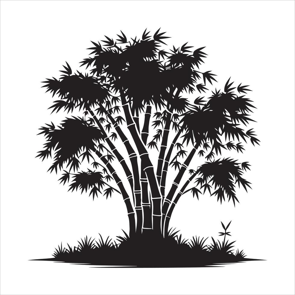 Bamboo tree silhouette art illustration vector