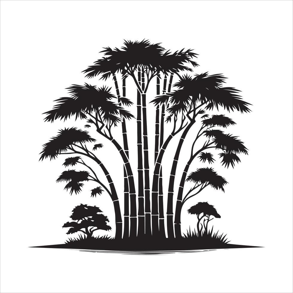 Bamboo tree art illustration vector