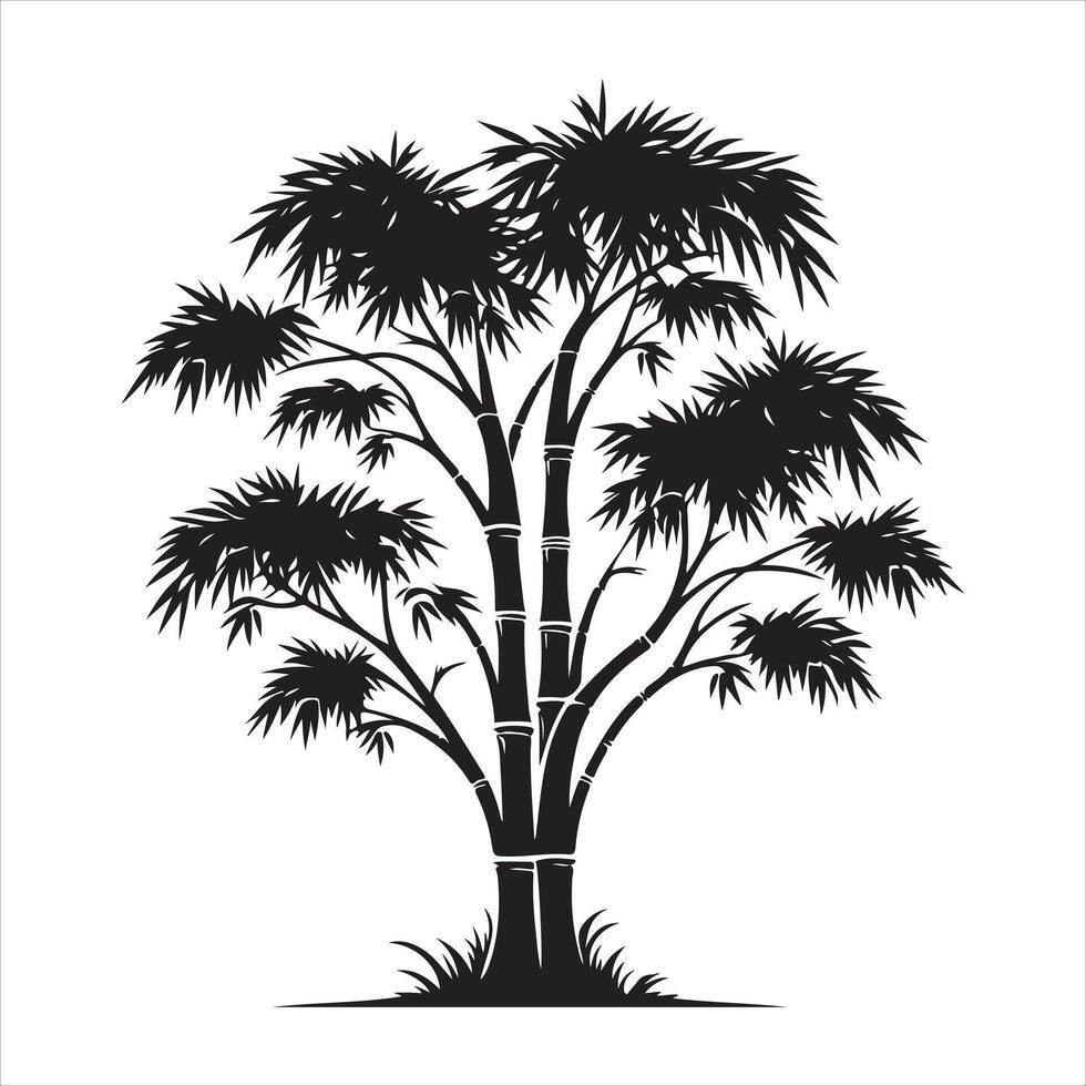 Bamboo tree silhouette illustration vector