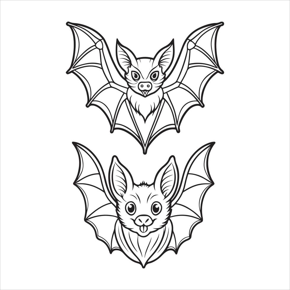 Bat line art EPS illustration vector