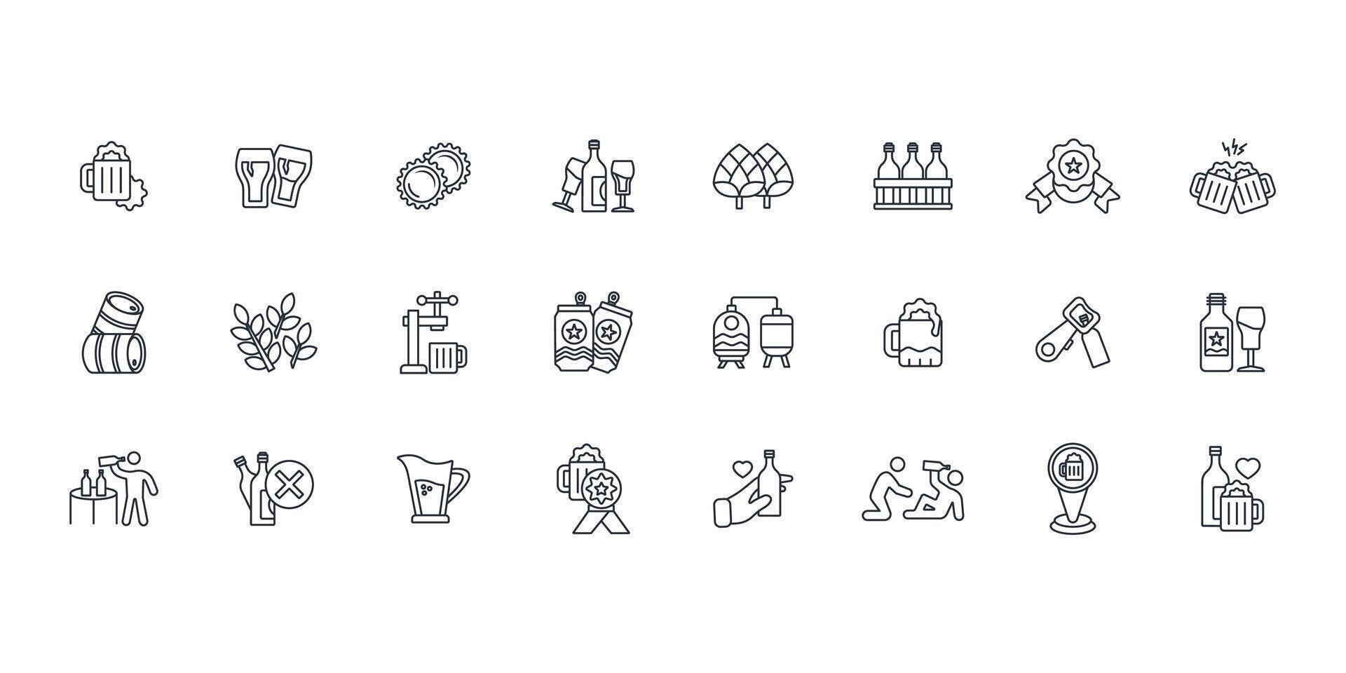 Beer icon set..Editable stroke.linear style sign for use web design,logo.Symbol illustration. vector