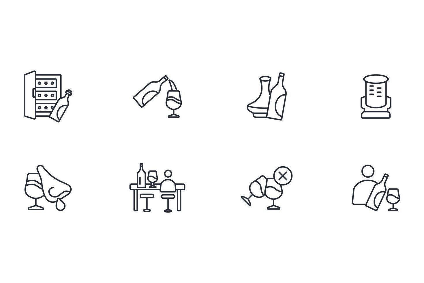 Wine icon set..Editable stroke.linear style sign for use web design,logo.Symbol illustration. vector