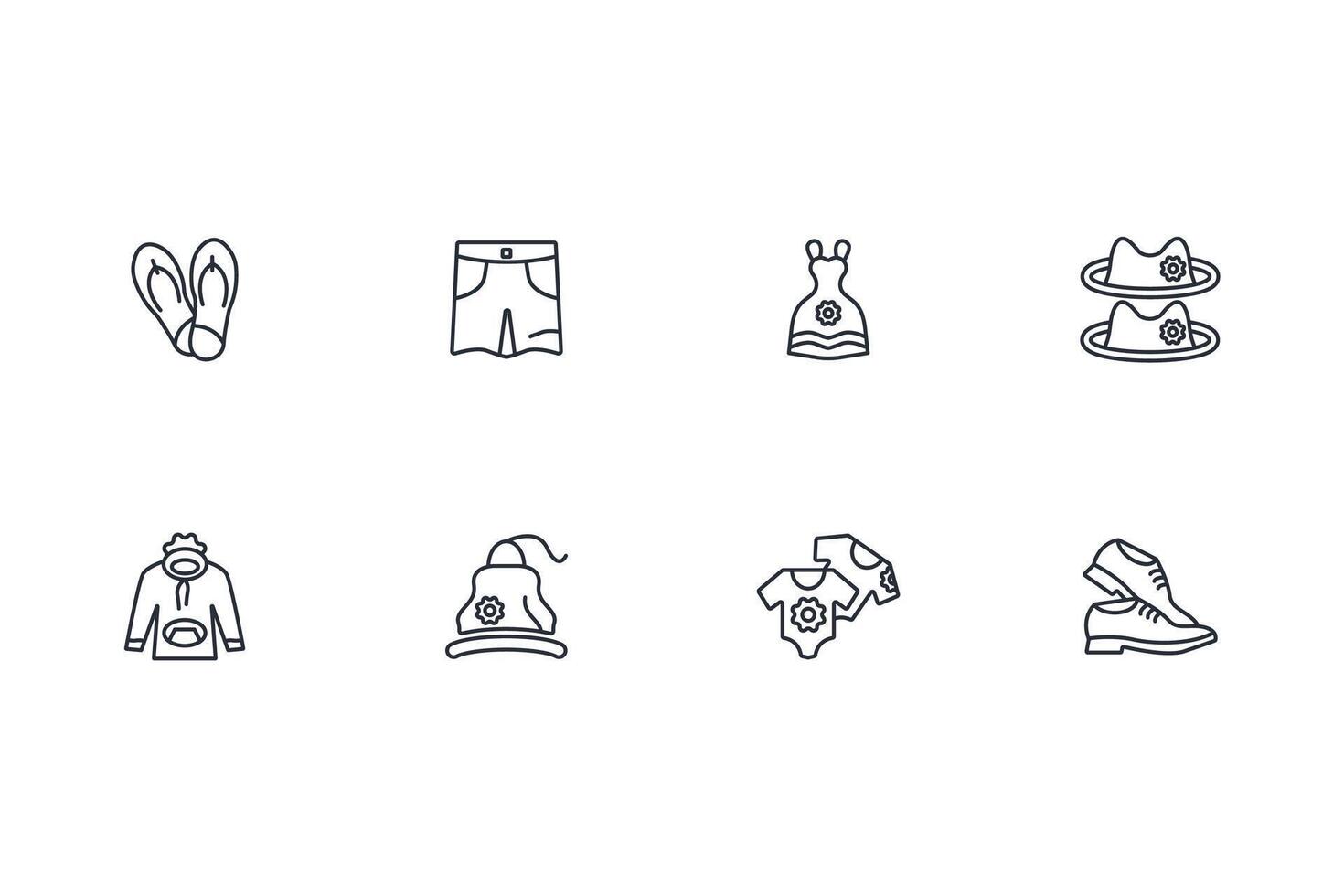 Clothes icon set..Editable stroke.linear style sign for use web design,logo.Symbol illustration. vector