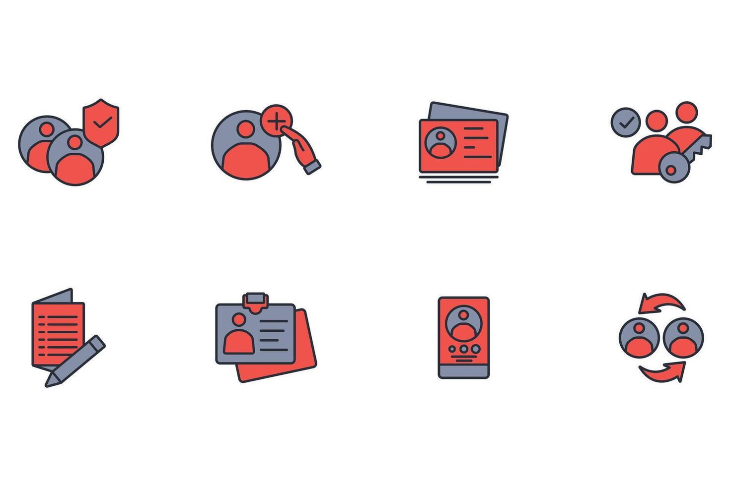 User account icon set..Editable stroke.linear style sign for use web design,logo.Symbol illustration. vector