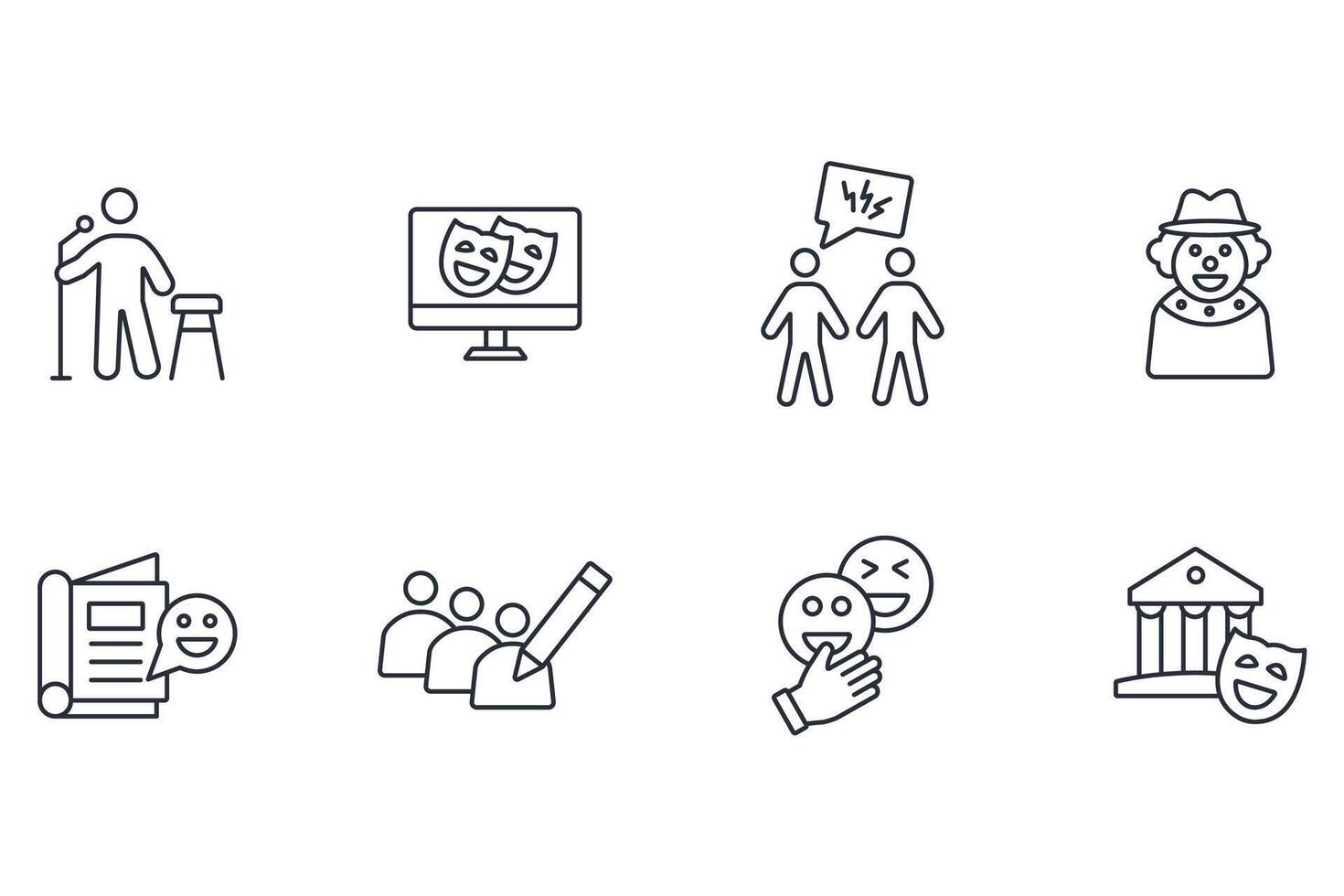 Comedy icon set..Editable stroke.linear style sign for use web design,logo.Symbol illustration. vector