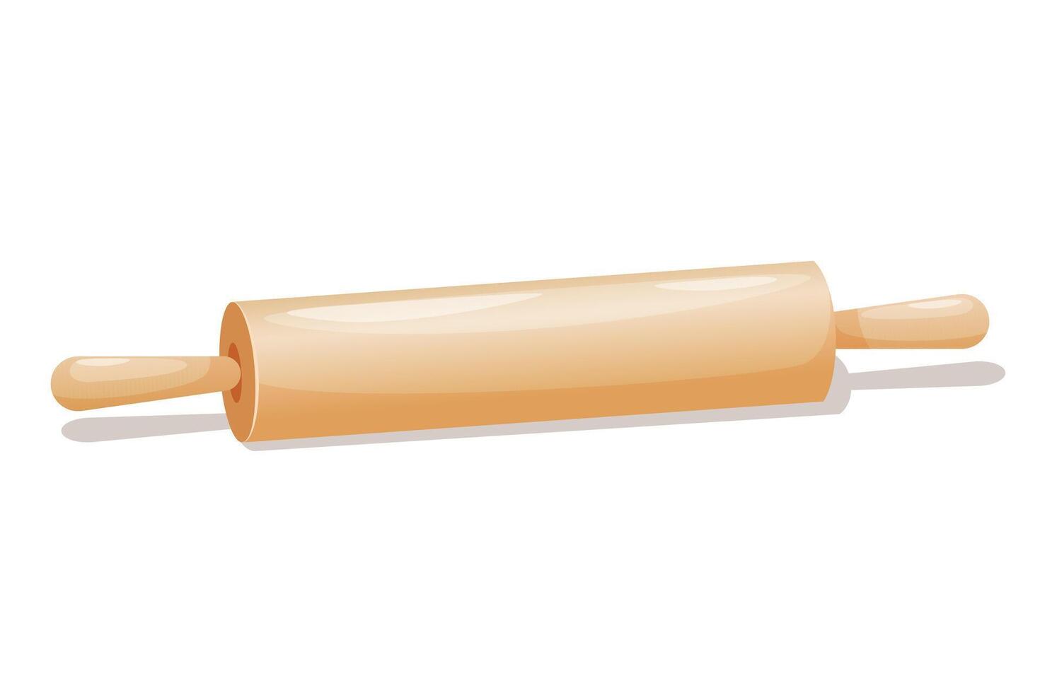 wooden rolling pin element of kitchen tools for cooking and baking vector