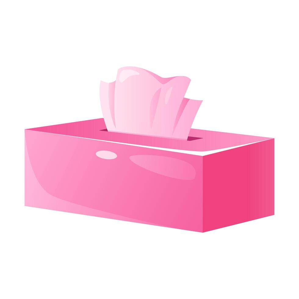 Packaging box with white paper napkins isolated on white background. vector
