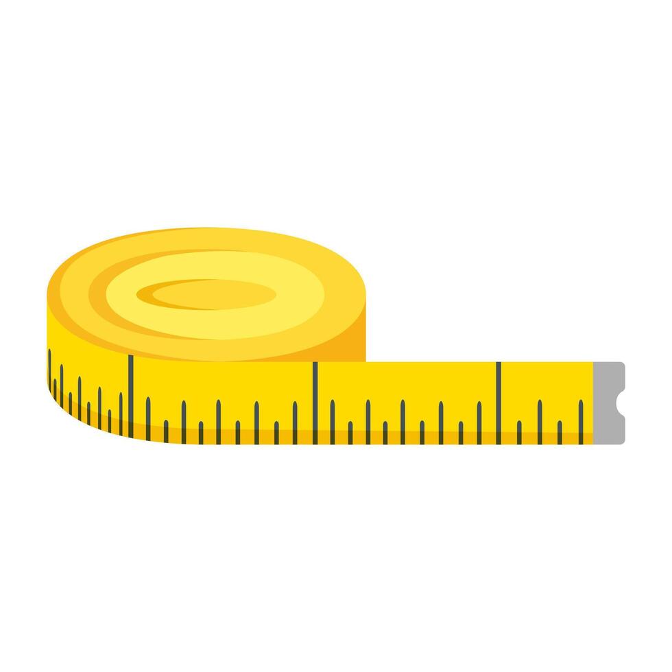 yellow measuring tape for taking measurements isolated on white background. vector