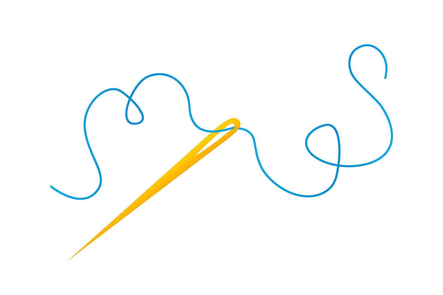 illustration with needle and colorful thread isolated on a white background. vector
