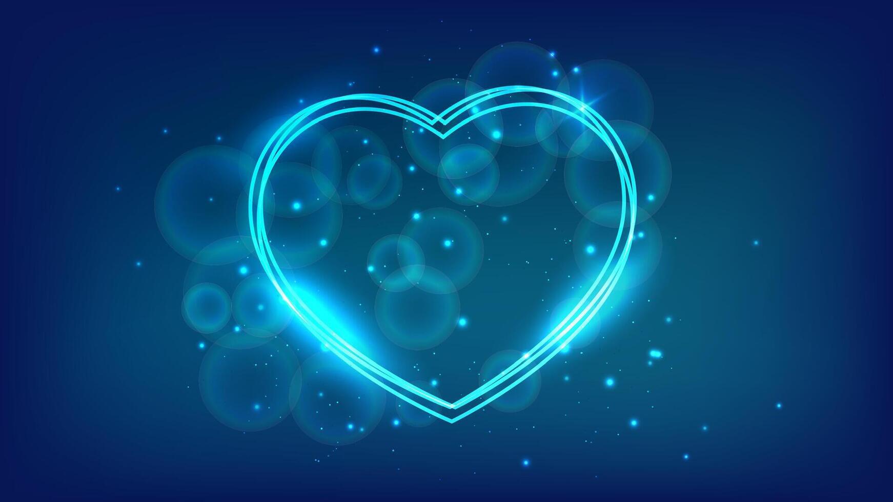 Neon frame in heart form with shining effects and sparkles vector