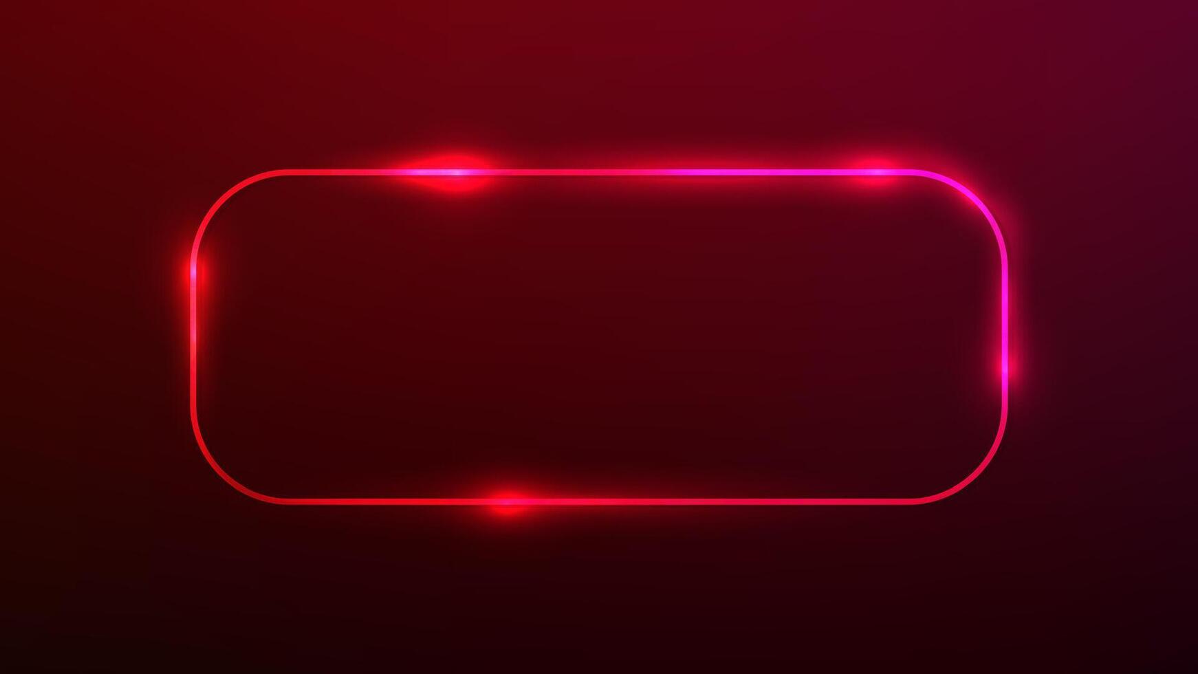 Neon rounded rectangle frame with shining effects vector