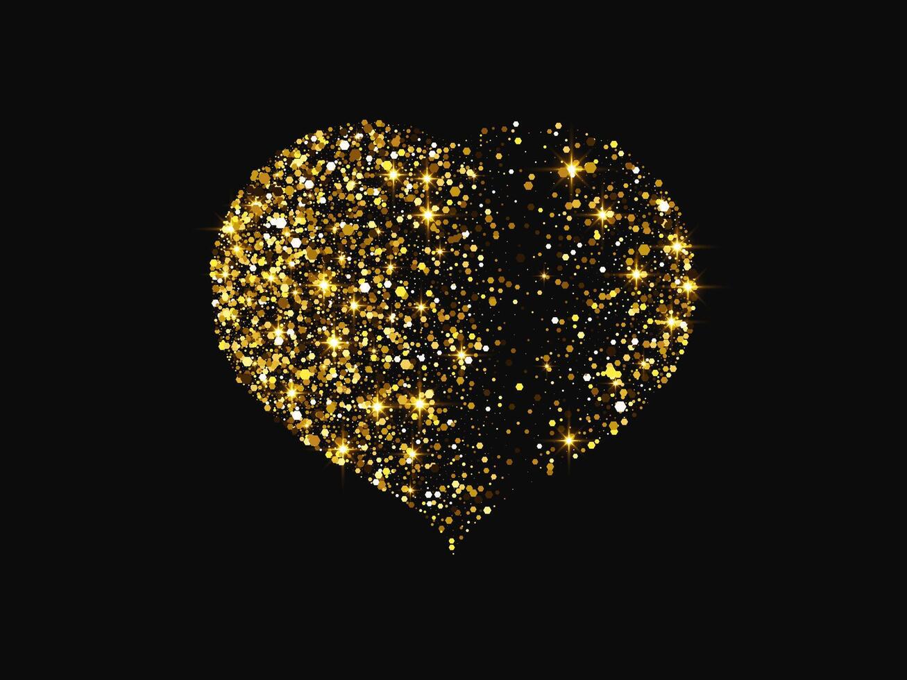 Gold glitter heart on dark background vector