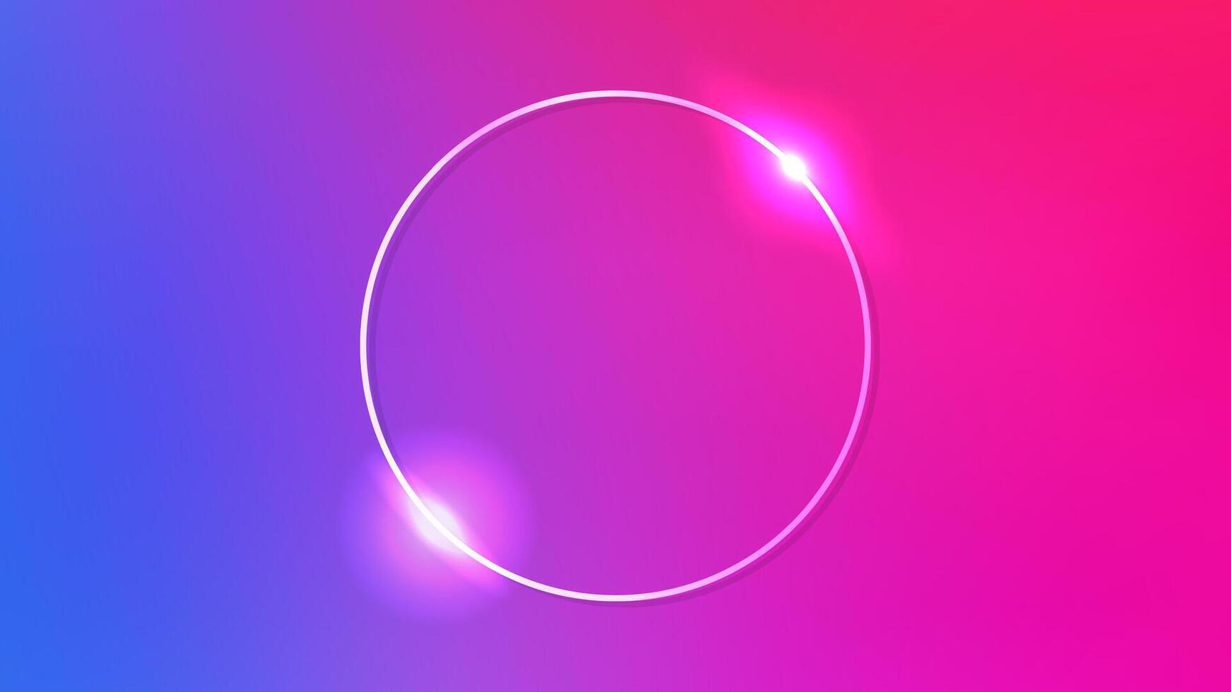 Neon circle frame with shining effects vector
