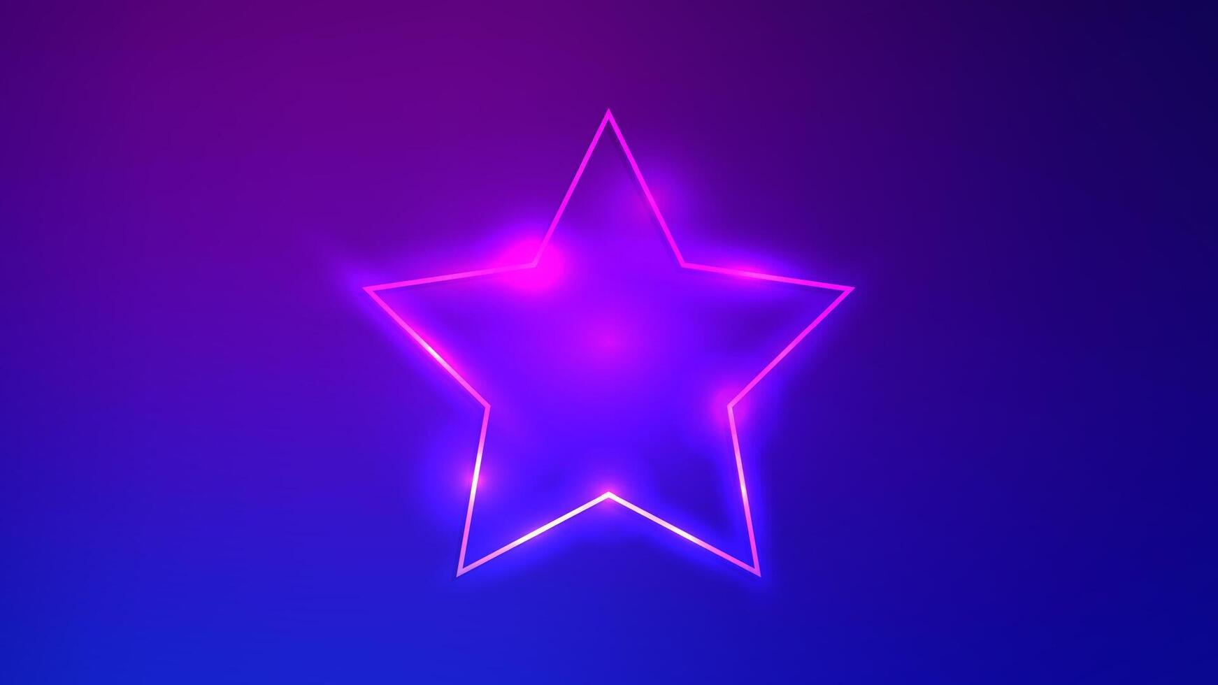 Neon frame in star form with shining effects vector