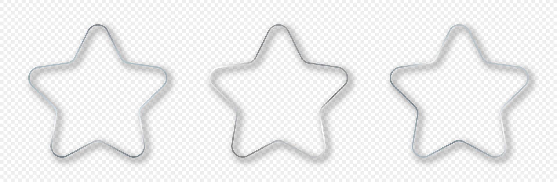 Silver glowing rounded star shape frame vector